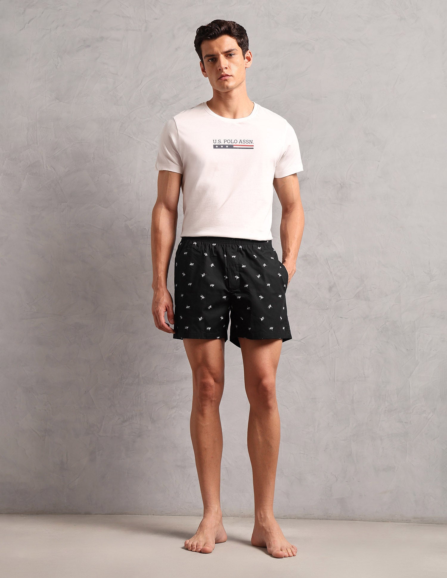 Pure Cotton Printed OEX11 Boxers - Pack Of 1 Black - U.S. POLO ASSN. | Large