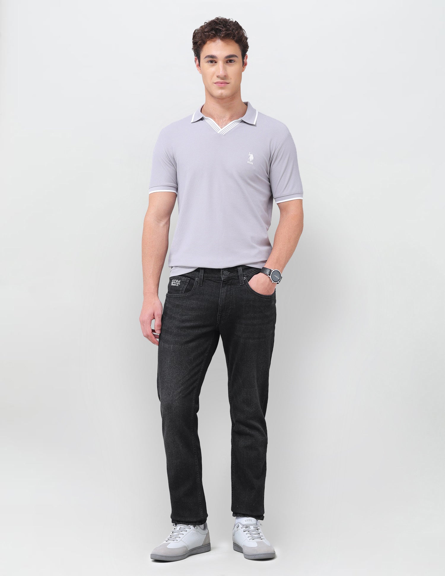 Brandon Slim Tapered Fit Black Jeans Black - U.S. Polo Assn. India | Large