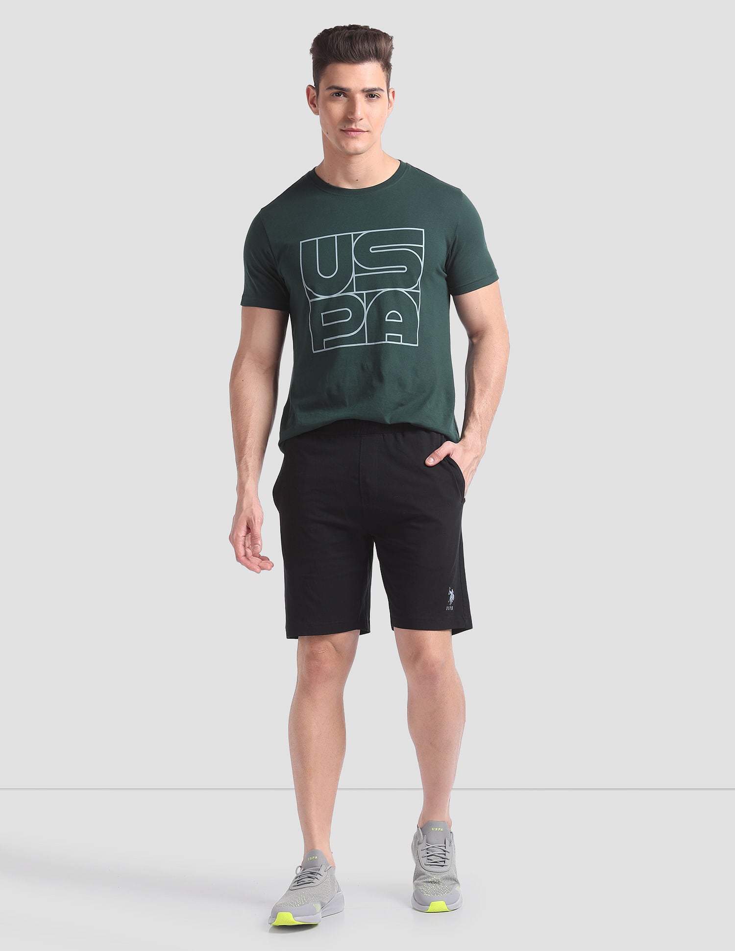 Cotton Stretch OES01 Lounge Shorts - Pack Of 1 Black - U.S. POLO ASSN. | Large