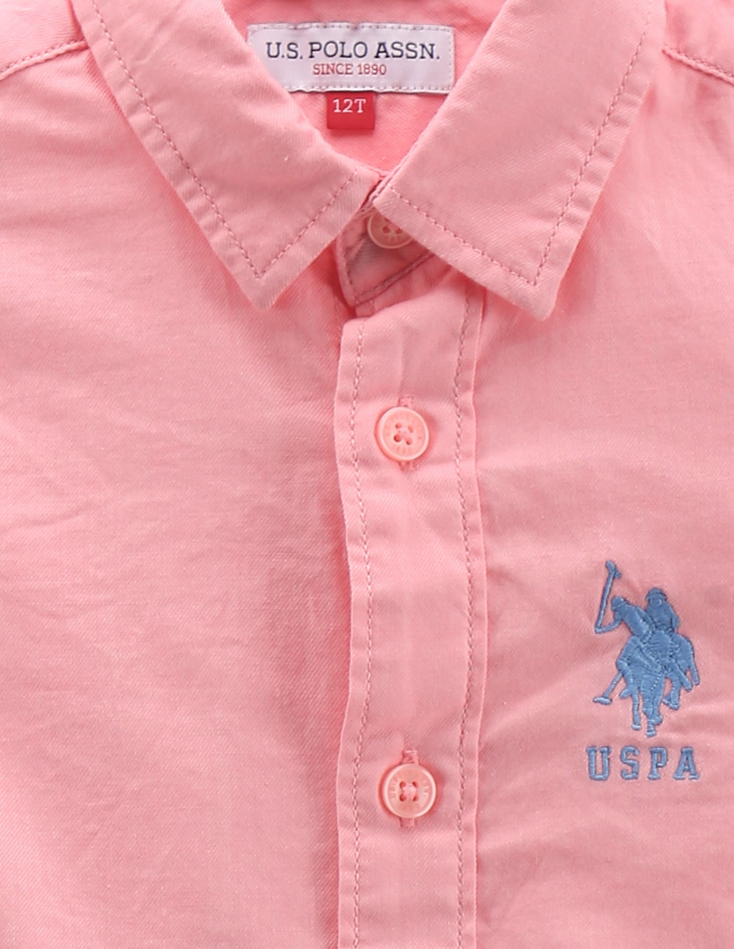 Boys Solid Twill Shirt Pink - U.S. Polo Assn. India | Large