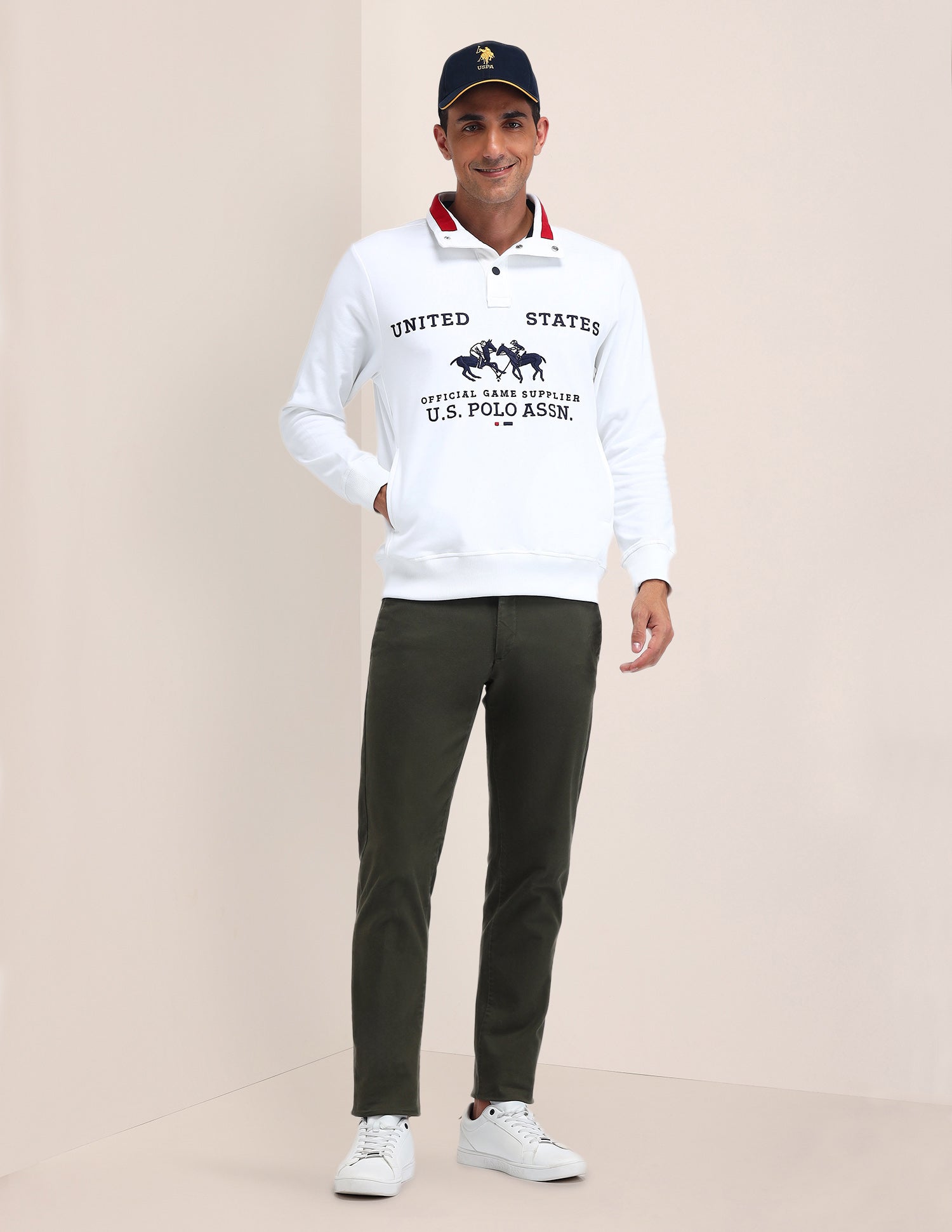 Brand Printed Regular Fit Sweatshirt White - U.S. POLO ASSN. | Large