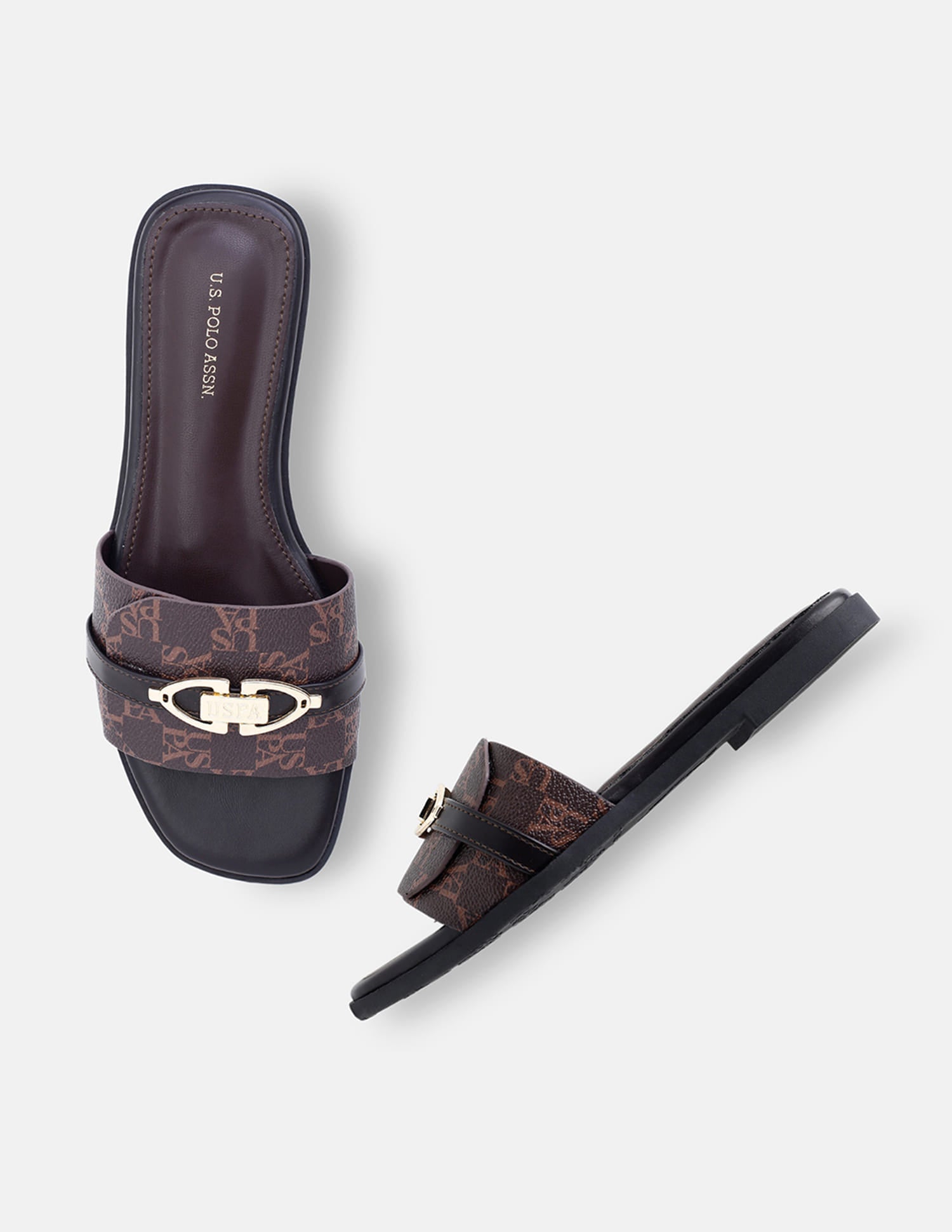 Monogram Leandre Sandals Black - U.S. Polo Assn. India | Large