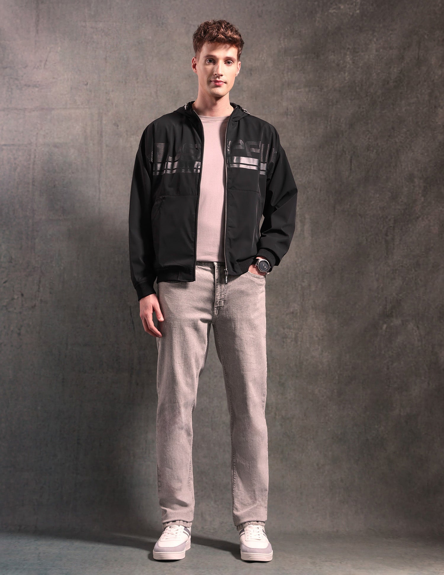 Brand Printed Black & Gold Casual Jacket Black - U.S. POLO ASSN. | Large