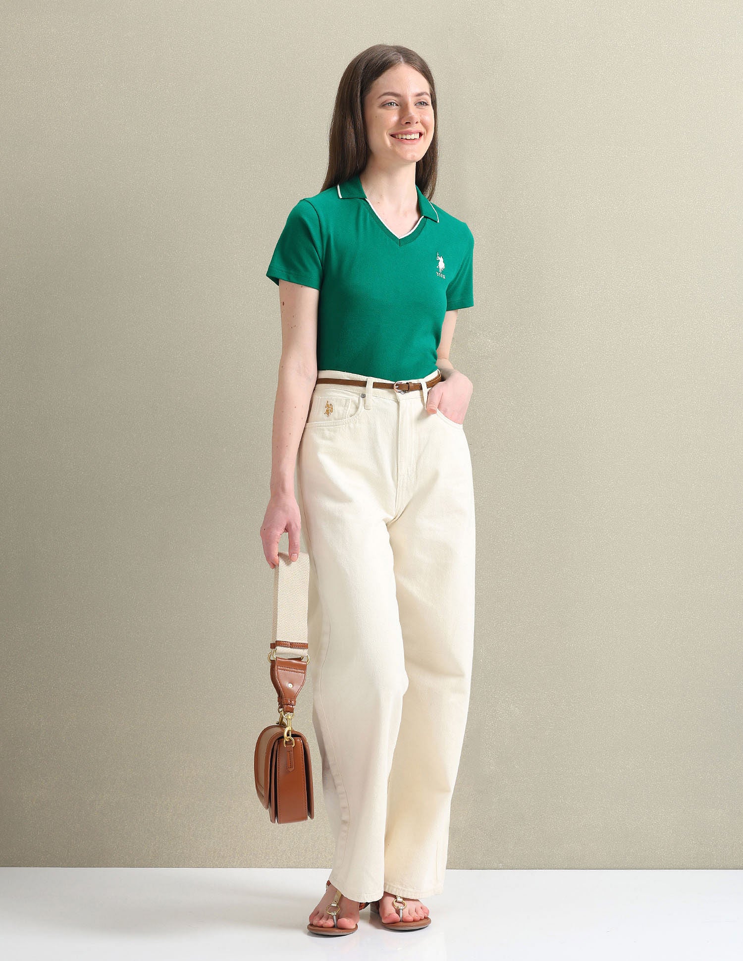 Tipped Collar Pique Polo Shirt Green - U.S. POLO ASSN. | Large