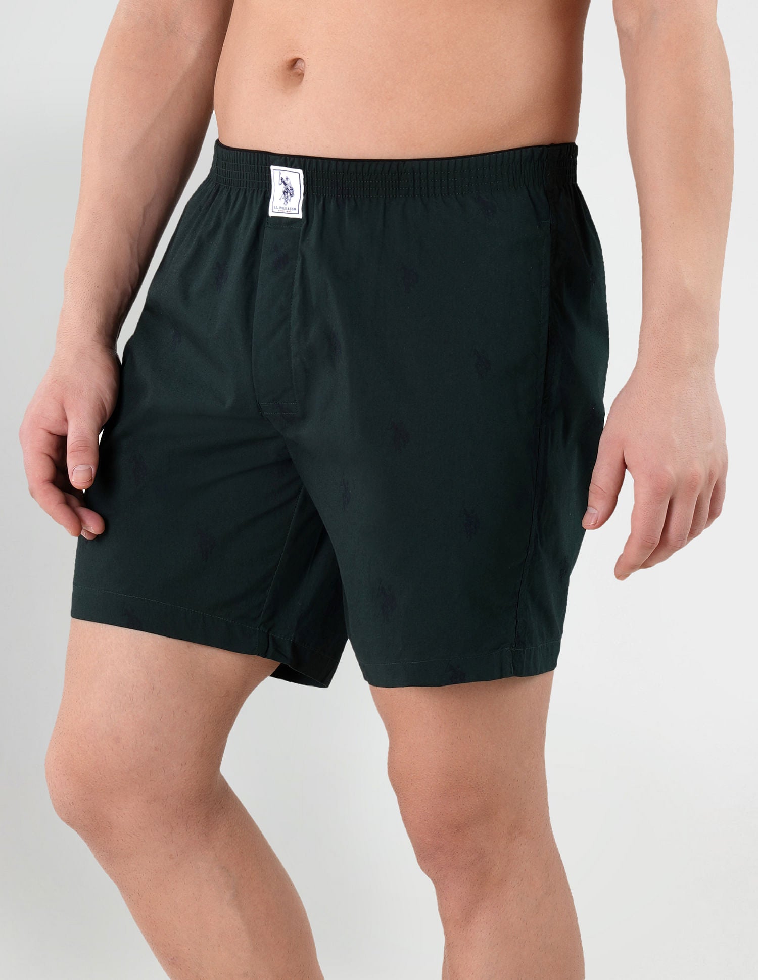 Signature Logo Pure Cotton I021 Boxers - Pack Of 1 Dark Green - U.S. POLO ASSN. | Large
