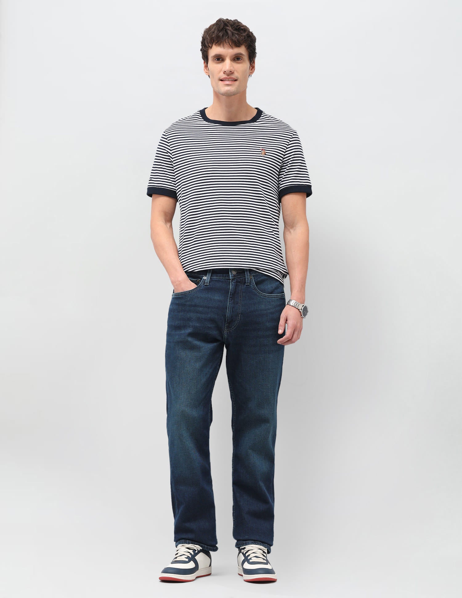 Solid Tapered Fit Jeans Blue - U.S. Polo Assn. India | Large