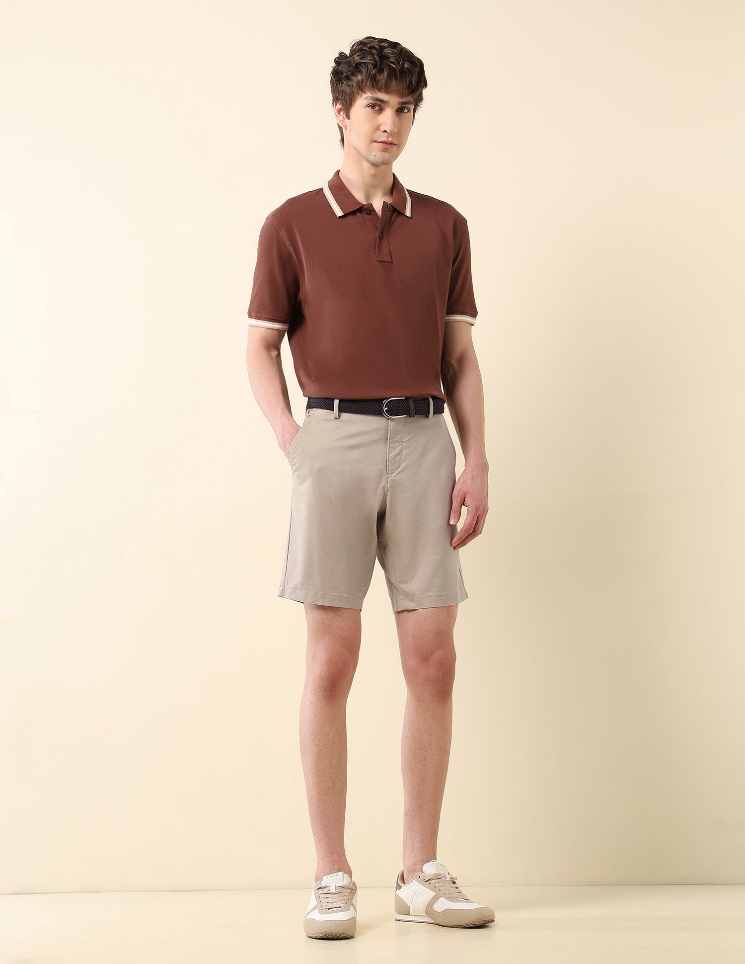 Mid Rise Slim Fit Chino Shorts Beige - U.S. POLO ASSN. | Large