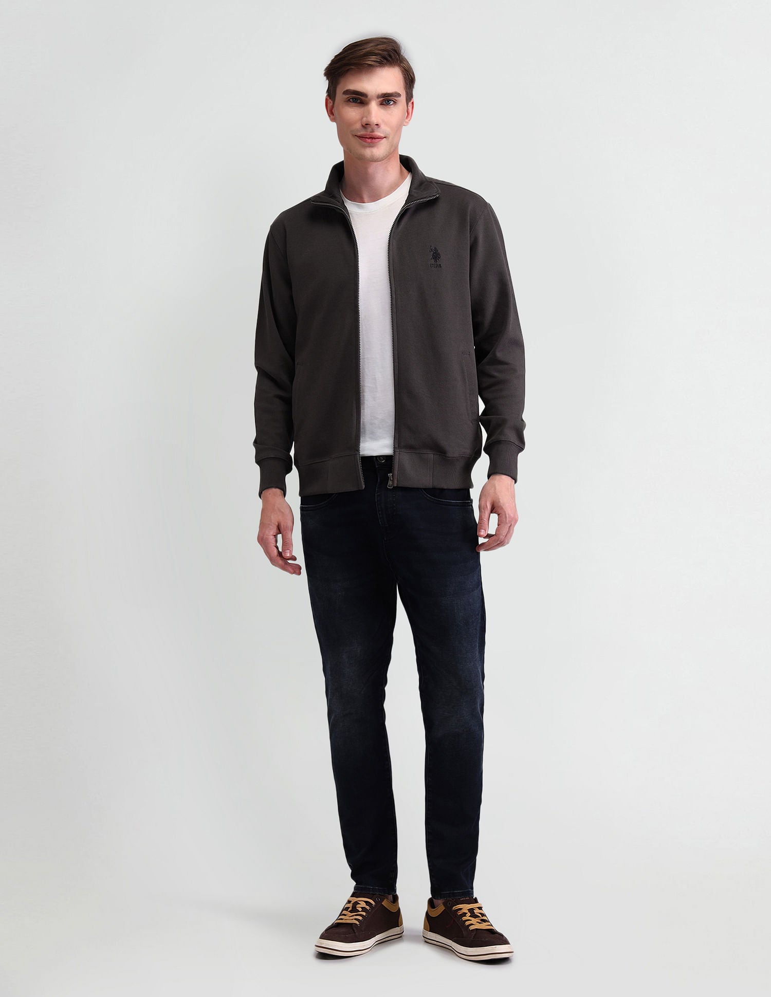 High Neck Slim Fit Sweatshirt Grey - U.S. POLO ASSN. | Large