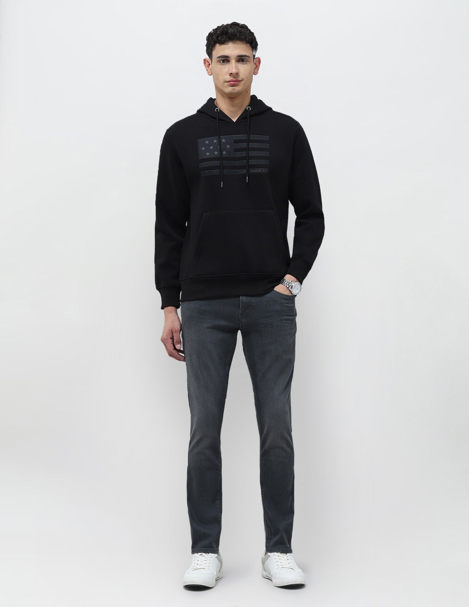 Graphic Printed Regular Fit Sweatshirt Black - U.S. POLO ASSN. | Large