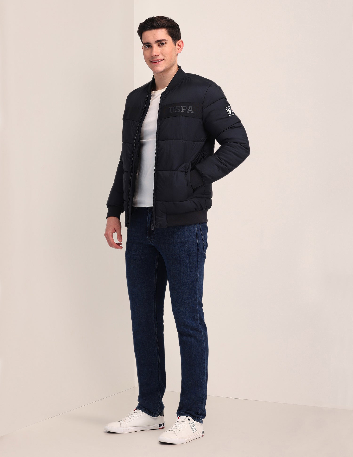 Solid Puffer Jacket Navy - U.S. Polo Assn. India | Large