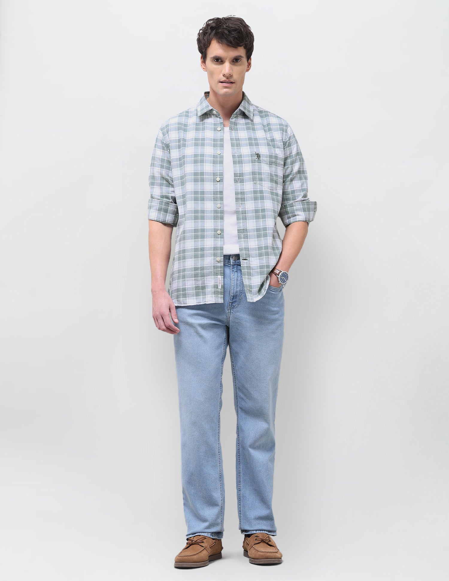 Oxford Tartan Checked Shirt Green - U.S. Polo Assn. India | Large