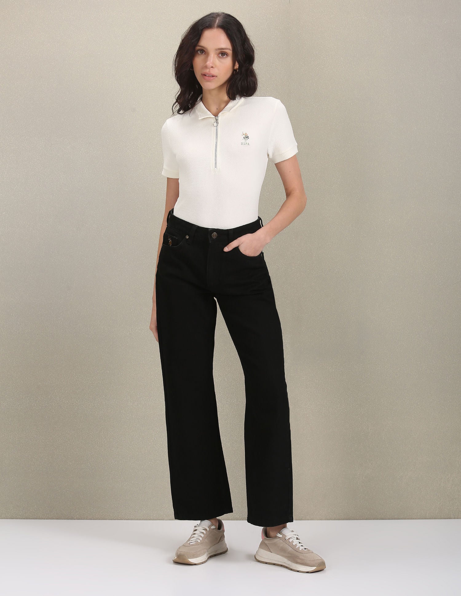 Straight Fit Mid Rise Jeans Black - U.S. POLO ASSN. | Large