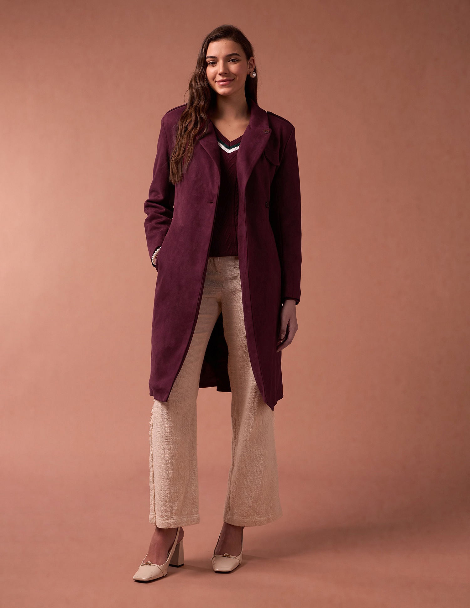 Longline Lapel Collar Jacket Wine - U.S. POLO ASSN. | Large