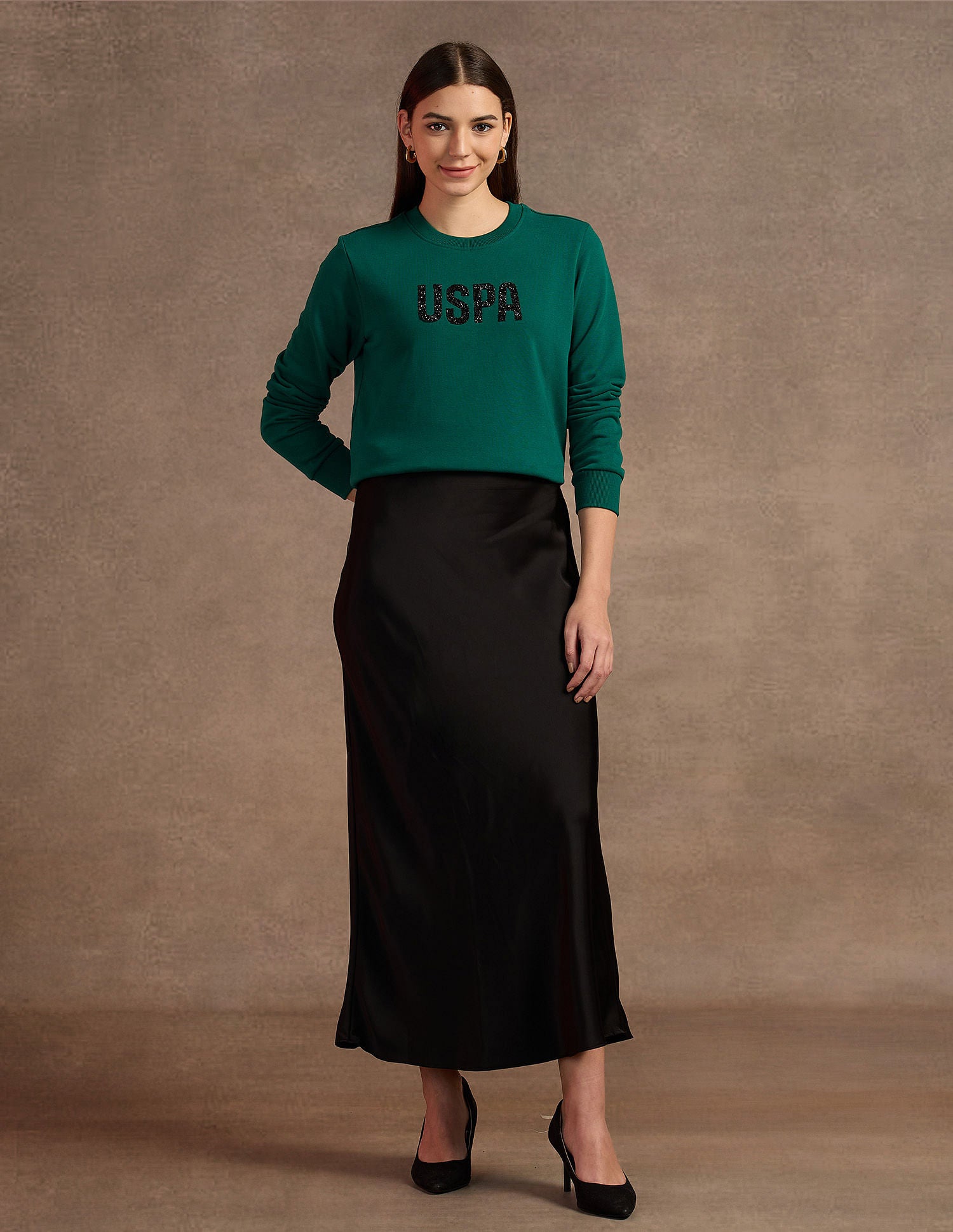 Drop Shoulder Tipped Sweatshirt Dark Green - U.S. POLO ASSN. | Large