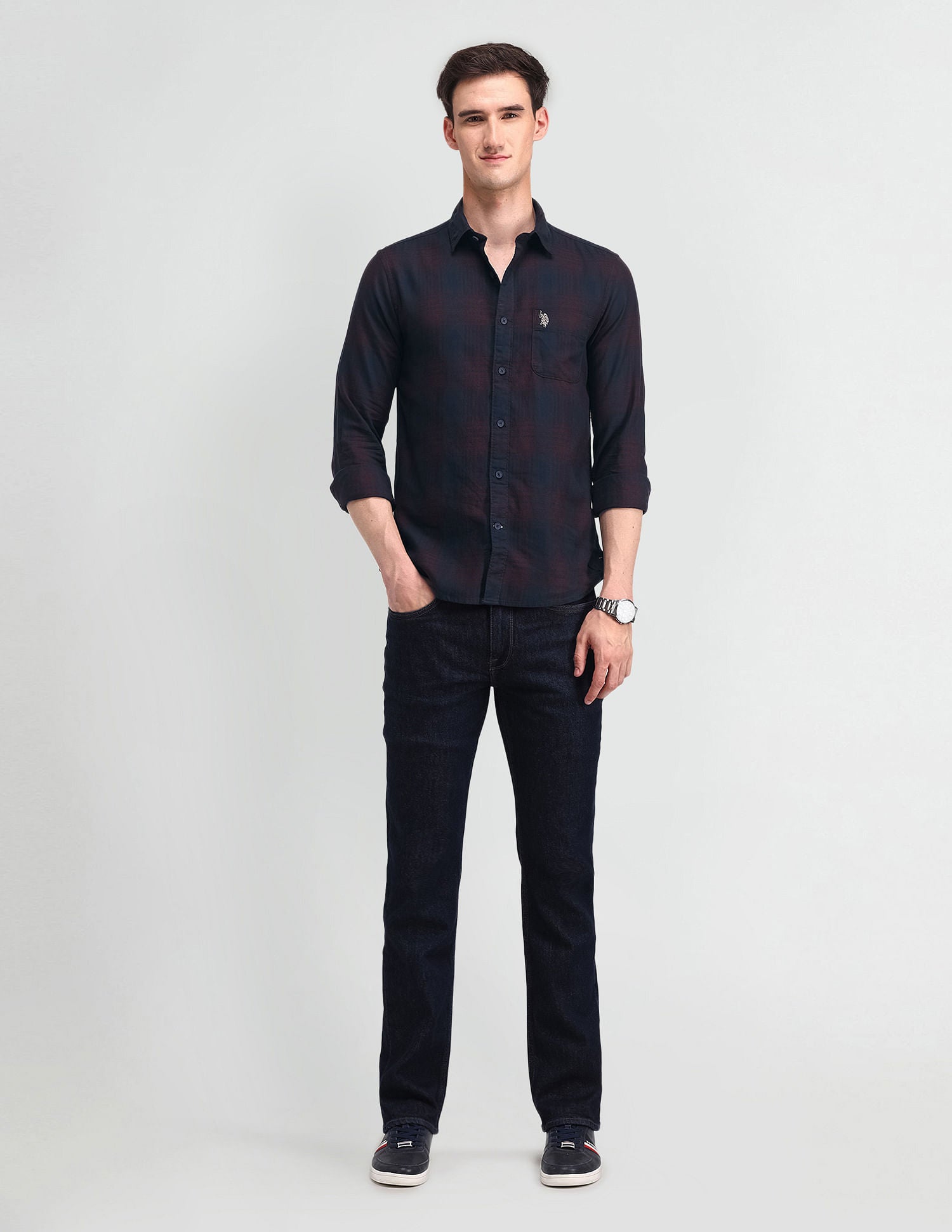 Tartan Check Slim Fit Shirt Navy - U.S. Polo Assn. India | Large