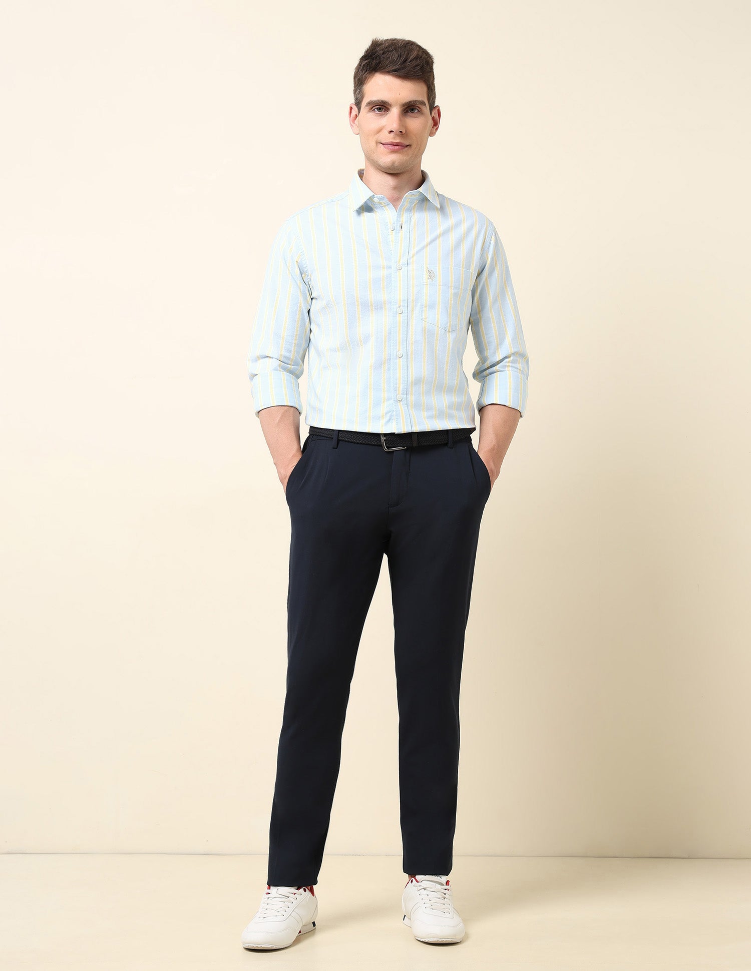 Vertical Striped Tailored Fit Shirt Light Blue - U.S. Polo Assn. India | Large