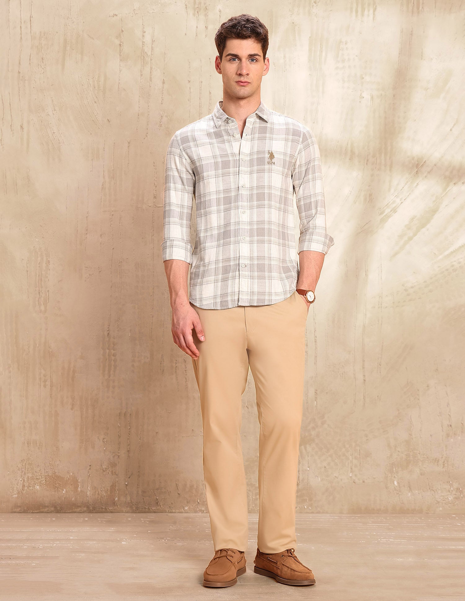 Tartan Checked Legend Of Horseshoe Shirt Grey - U.S. POLO ASSN. | Large