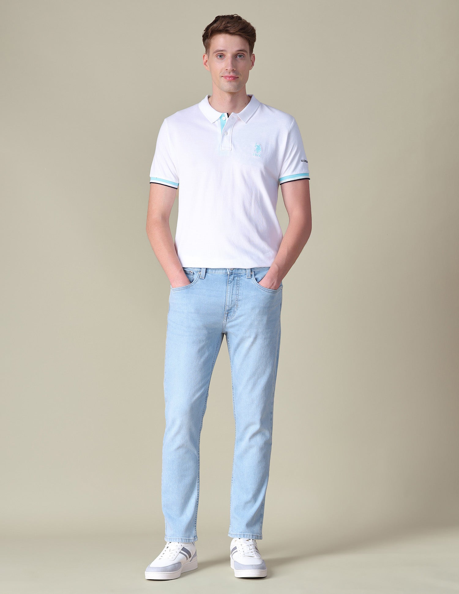 Comfort Cropped Fit Blue Jeans Light Indigo - U.S. POLO ASSN. | Large