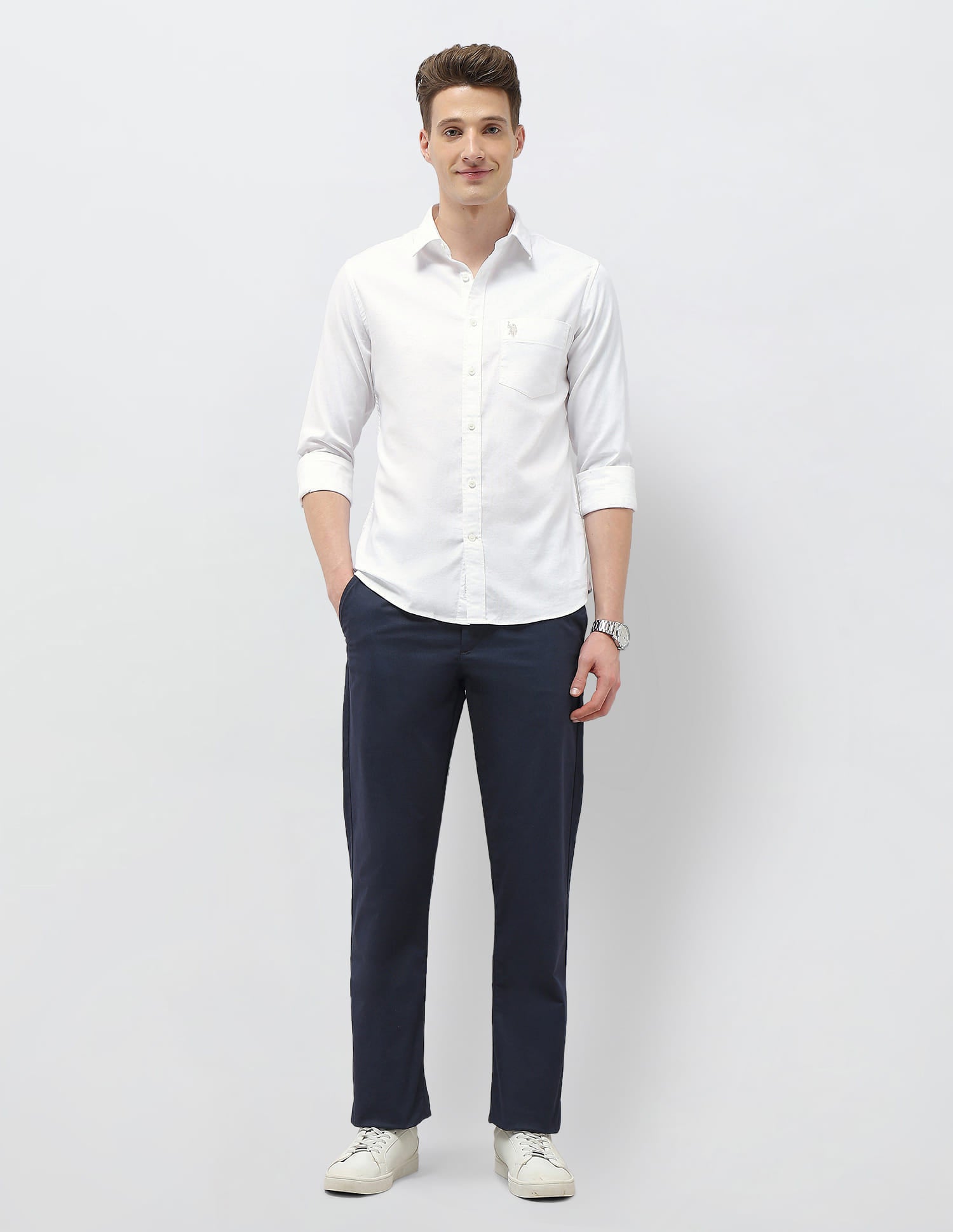 New Port Marina Regular Fit Shirt White - U.S. Polo Assn. India | Large