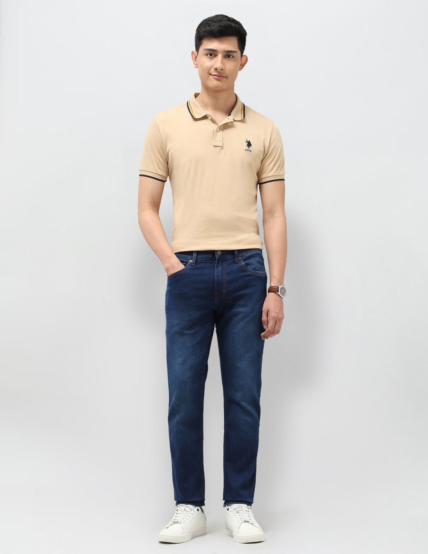Brandon Slim Tapered Fit Blue Jeans Blue - U.S. Polo Assn. India | Large