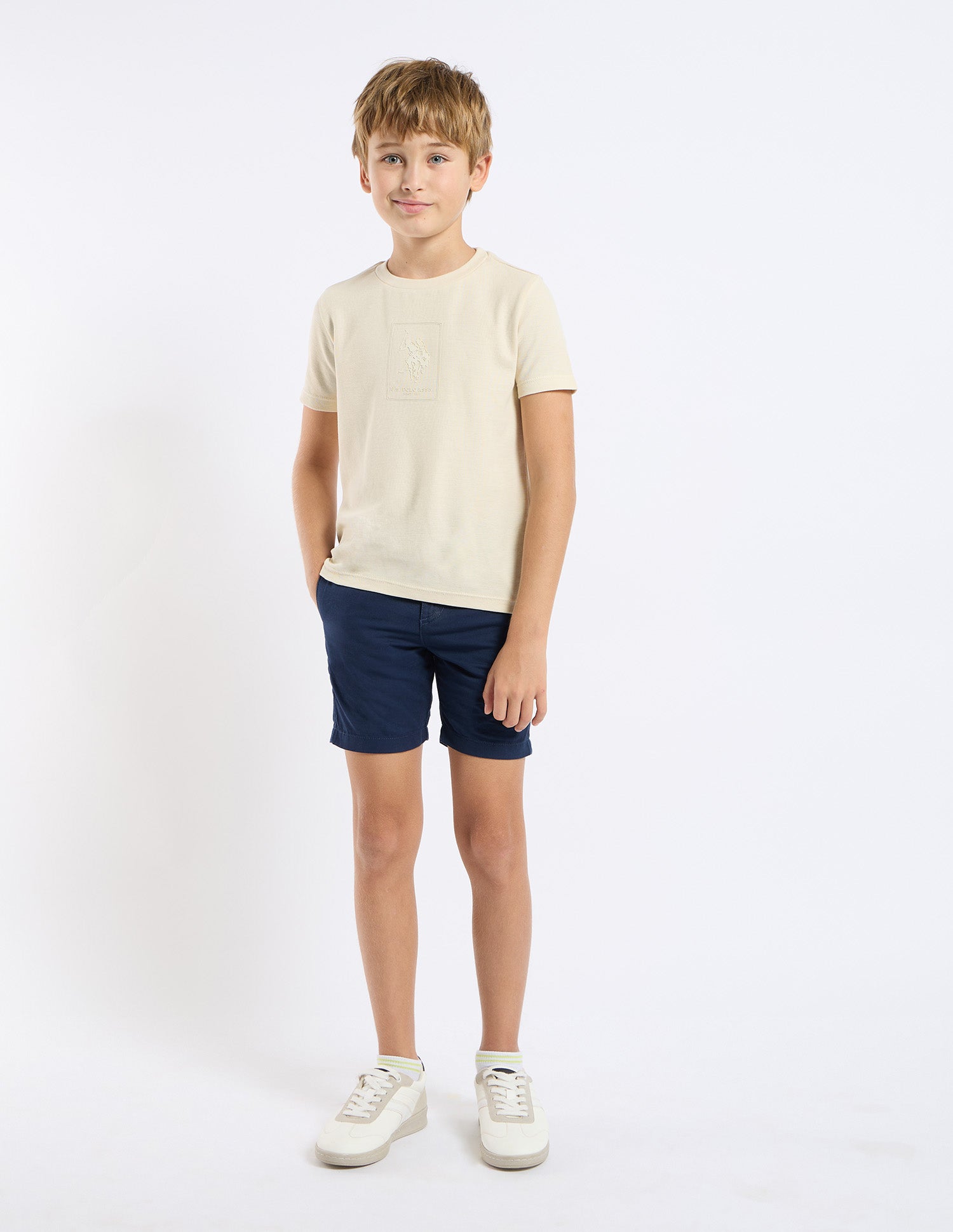 Boys Solid Regular Fit T-Shirt Beige - U.S. POLO ASSN. | Large