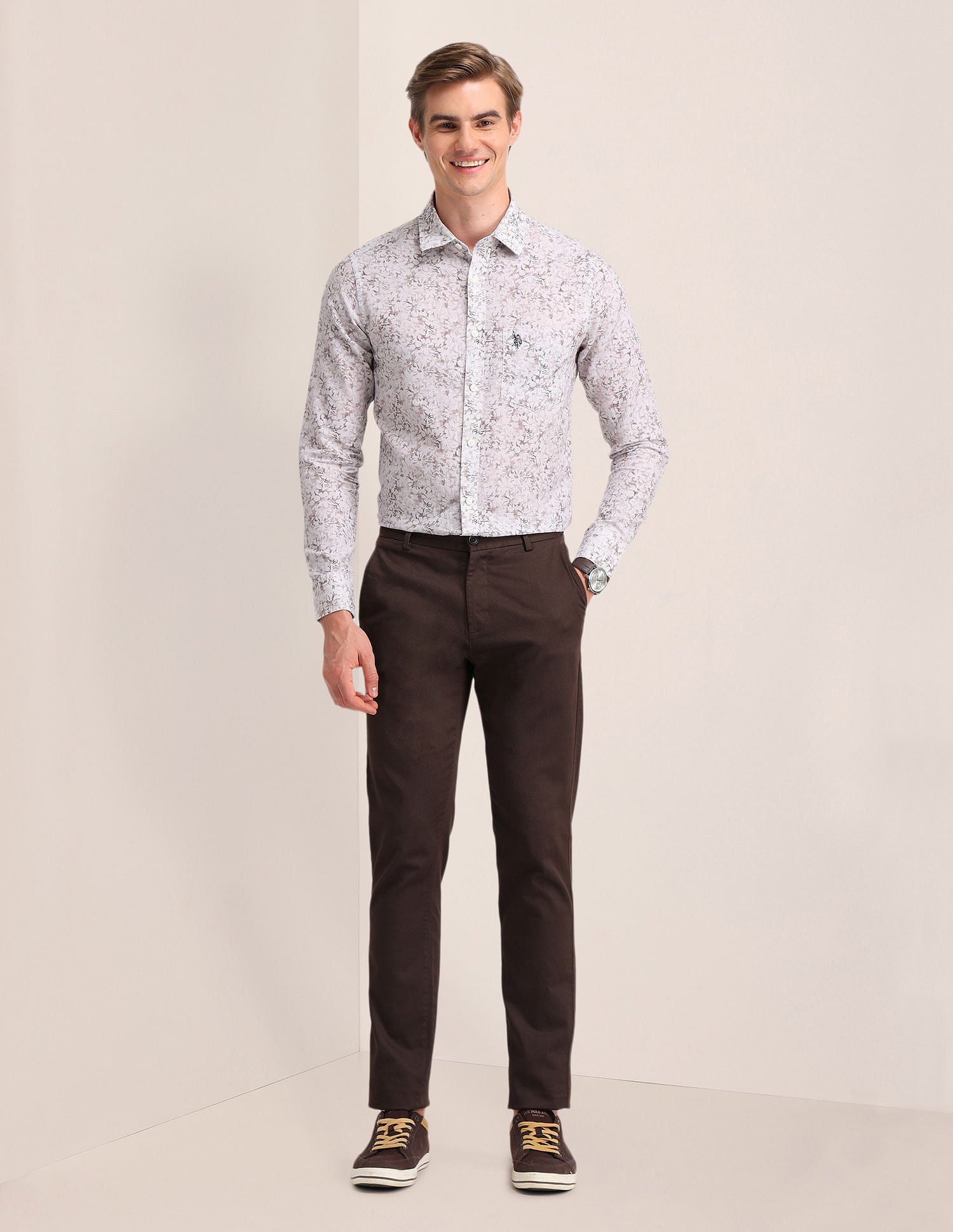 Cotton Printed Shirt Grey - U.S. POLO ASSN. | Large