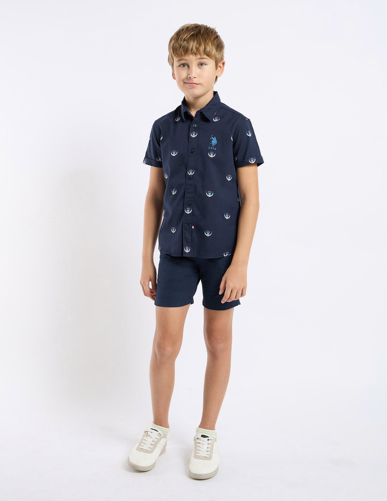 Boys Regular Fit All Over Printed Shirt Navy - U.S. POLO ASSN. | Large