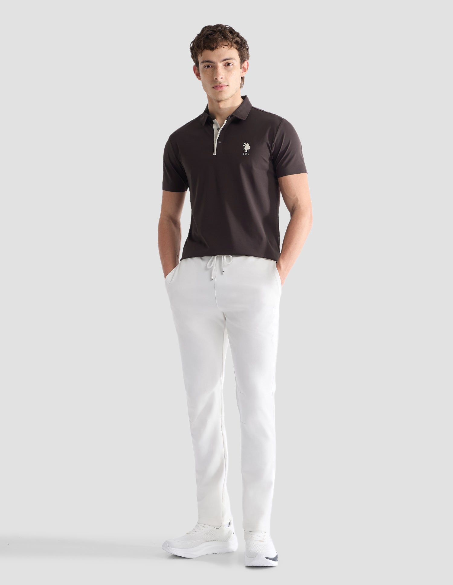 Solid Slim Fit Active Polo Shirt Dark Brown - U.S. Polo Assn. India | Large