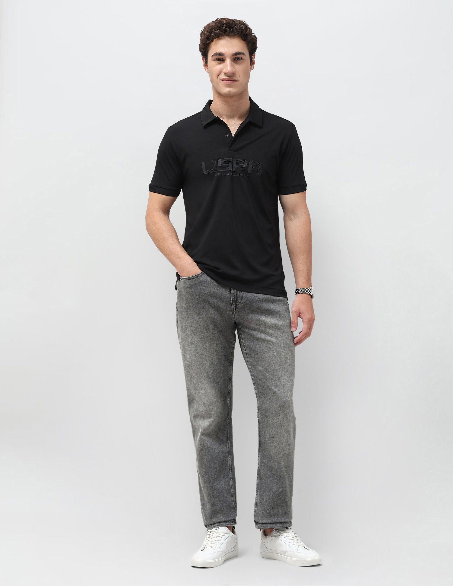 Brand Embroidered Polo Shirt Black - U.S. Polo Assn. India | Large