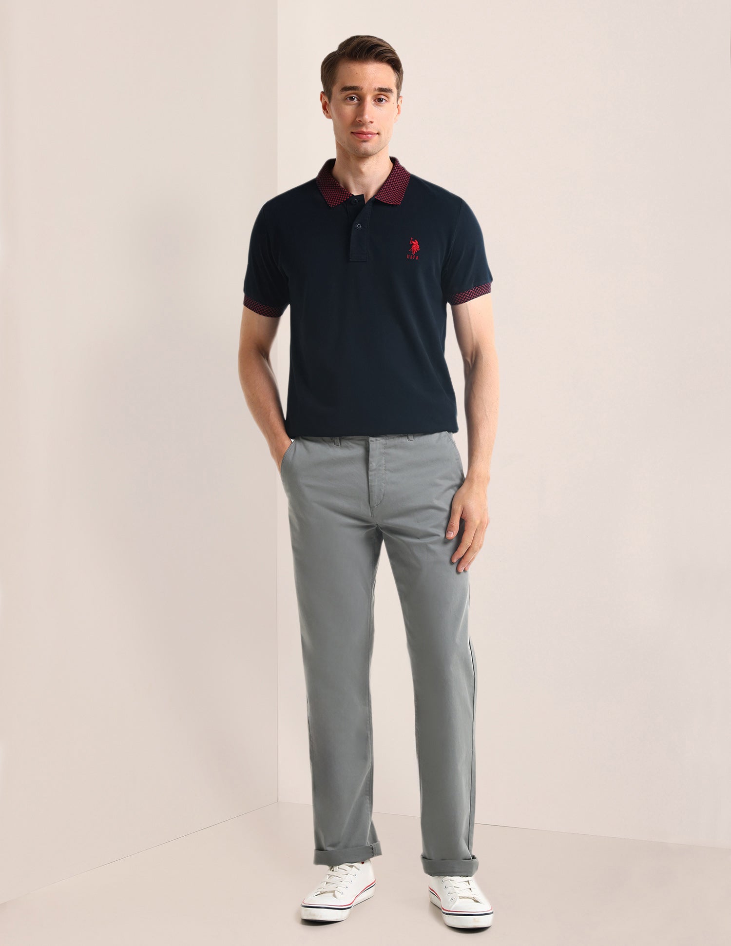 Solid Slim Fit Polo Shirt Navy - U.S. Polo Assn. India | Large