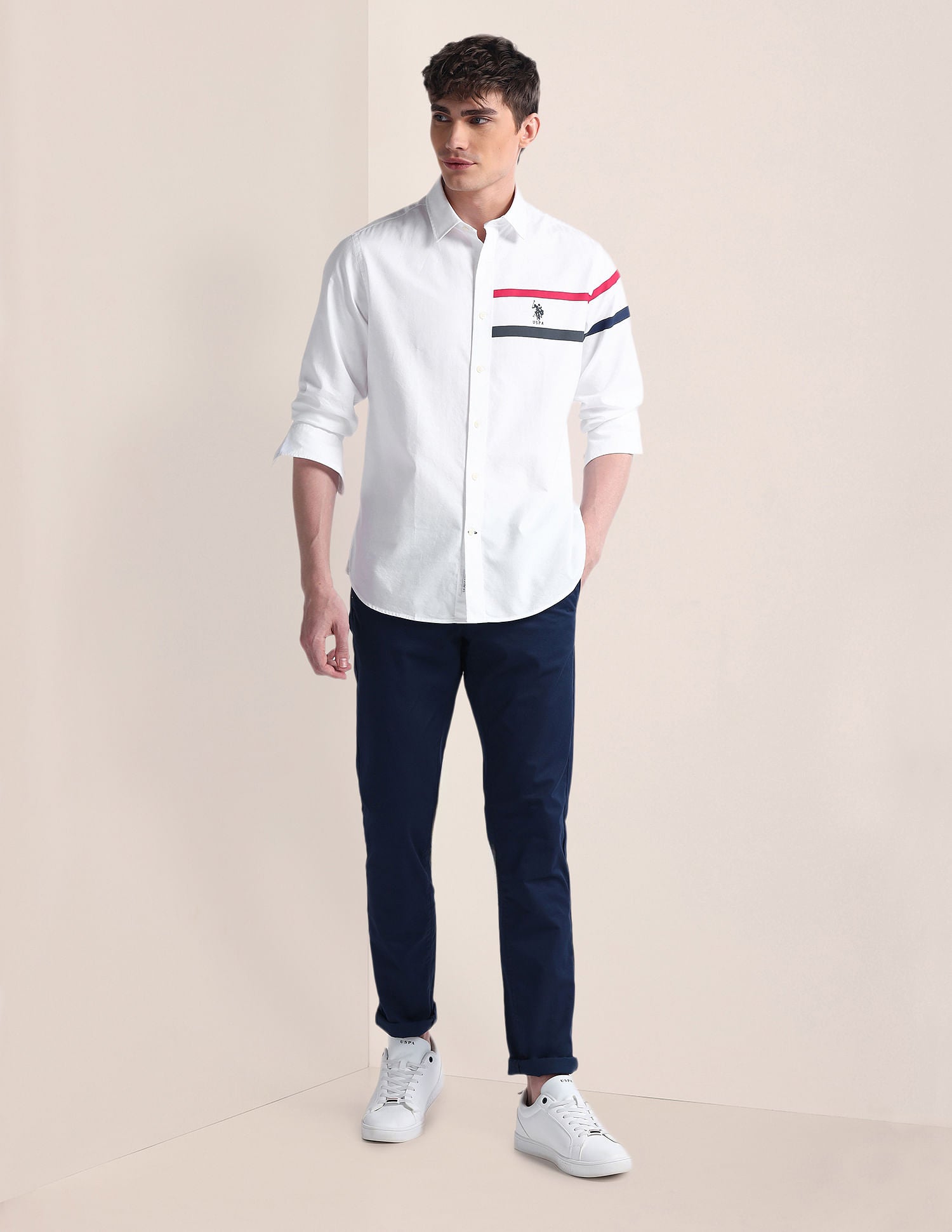 Long Sleeve Solid Brand Shirt White - U.S. POLO ASSN. | Large