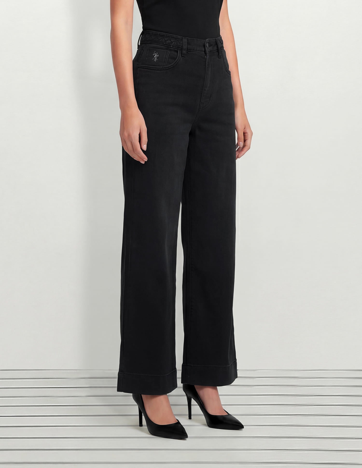 High Rise Wide Leg Fit Jeans Grey - U.S. Polo Assn. India | Large