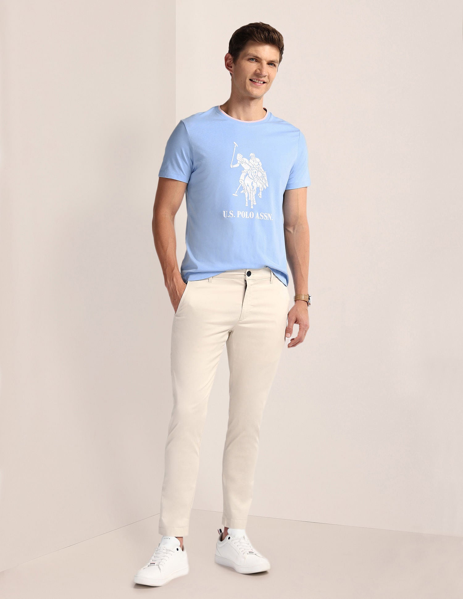 Brand Print Slim T-Shirt Blue - U.S. POLO ASSN. | Large