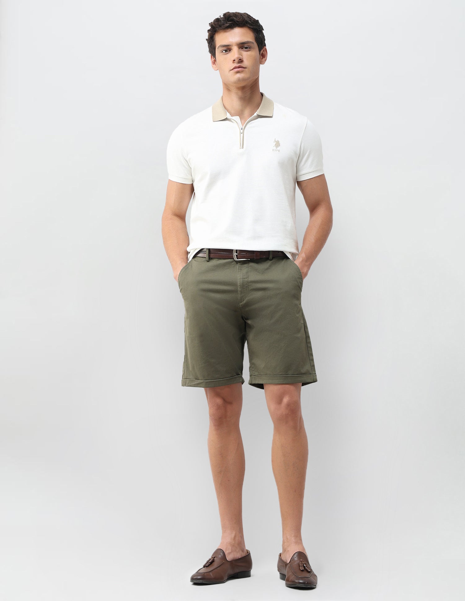 Slim Fit Printed Shorts Olive - U.S. Polo Assn. India | Large