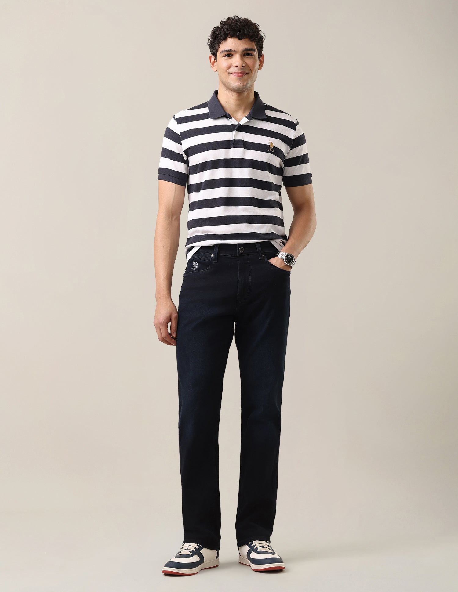 Harold Slim Straight Fit Blue Jeans Dark Blue - U.S. Polo Assn. India | Large