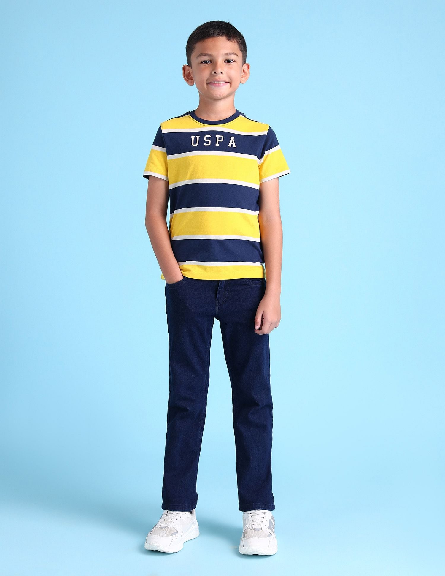 Boys Horizontal Stripes T-Shirt Yellow - U.S. POLO ASSN. | Large