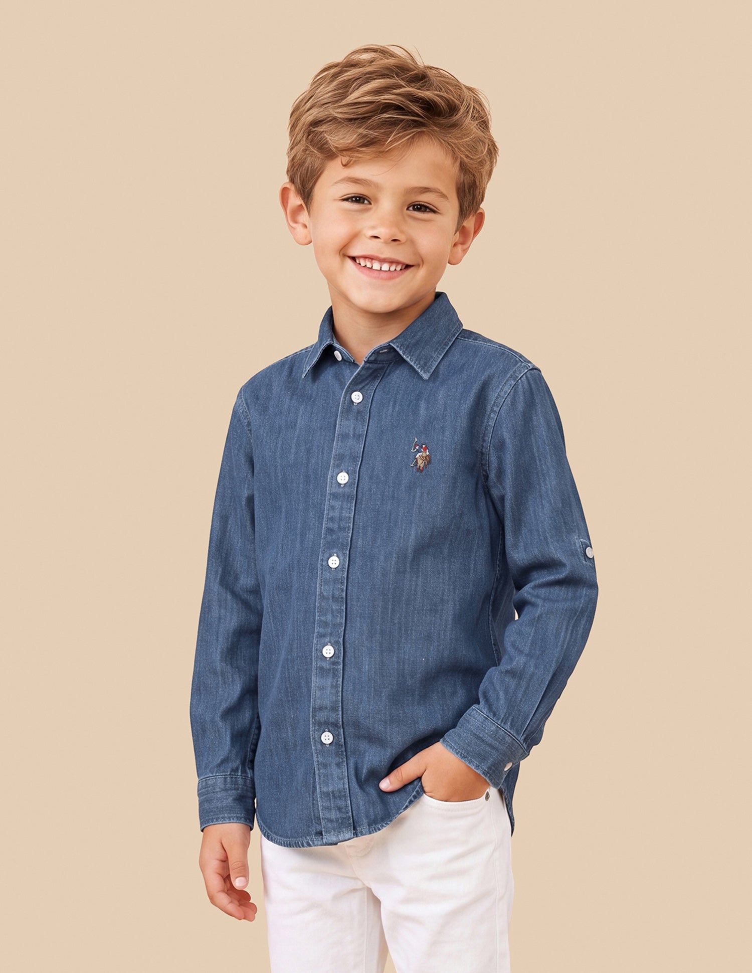 Solid Regular Fit Shirt Navy - U.S. Polo Assn. India | Large