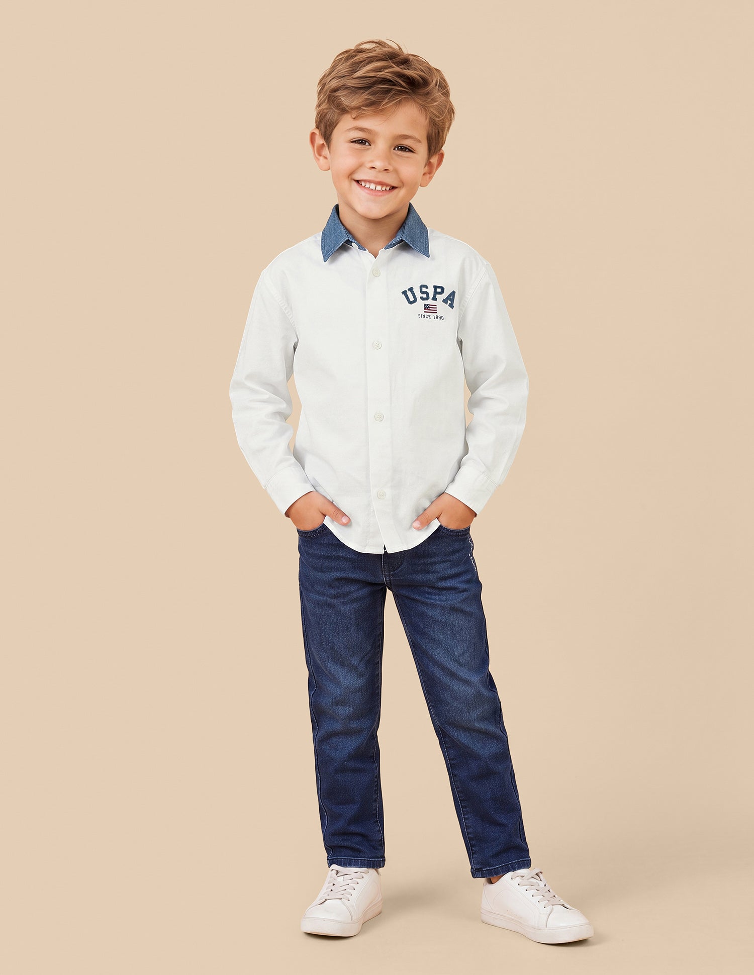 Solid Boxy Fit Shirt White - U.S. Polo Assn. India | Large
