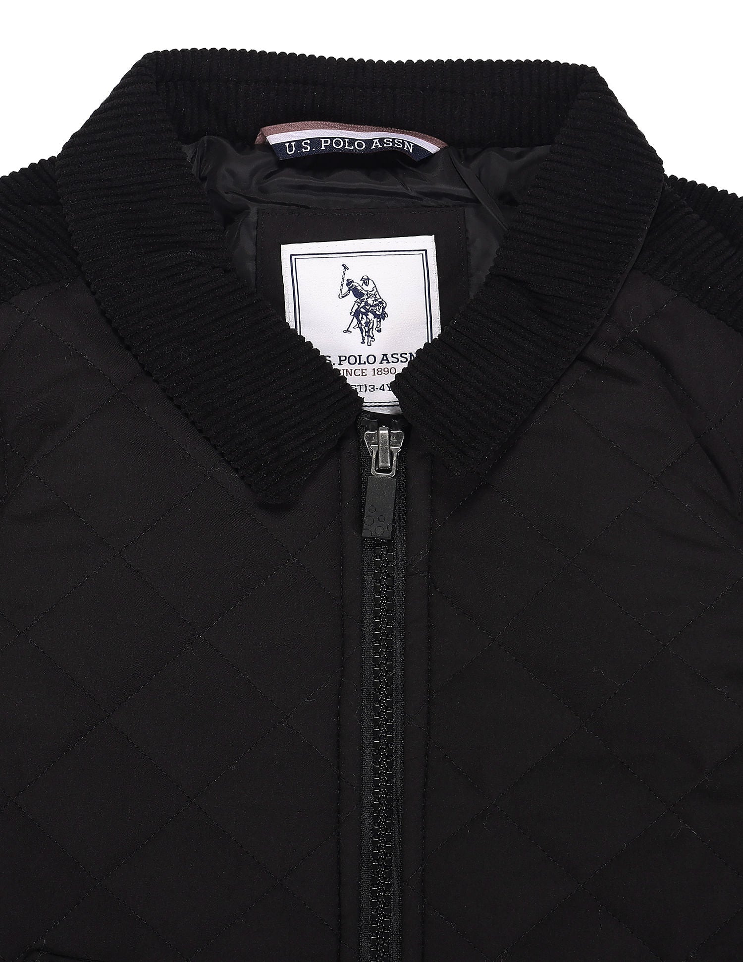 Boys Check Quilted Jacket Black - U.S. POLO ASSN. | Large