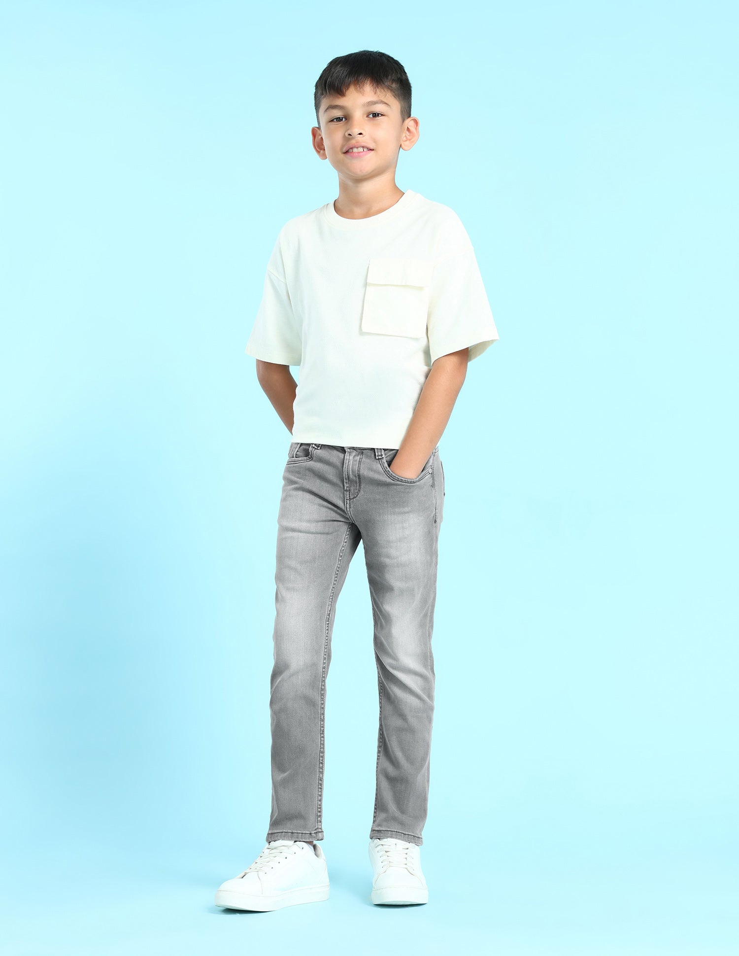 Boys Grey Mid Rise Stone wash Jeans Grey - U.S. POLO ASSN. | Large