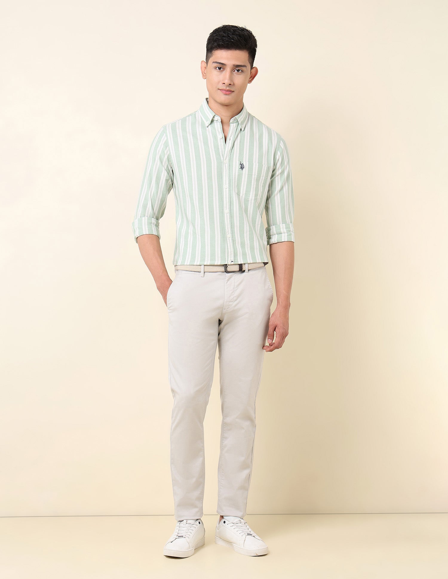 Vertical Striped Oxford Button-Down Shirt Green - U.S. Polo Assn. India | Large