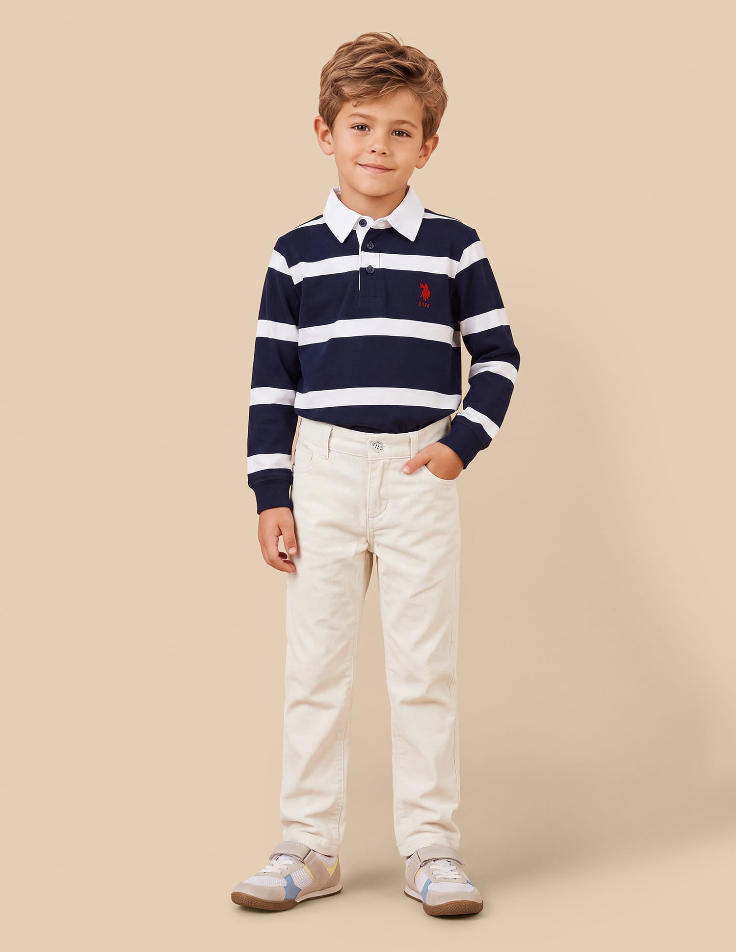 Corduroy Mid Rise Trousers White - U.S. Polo Assn. India | Large