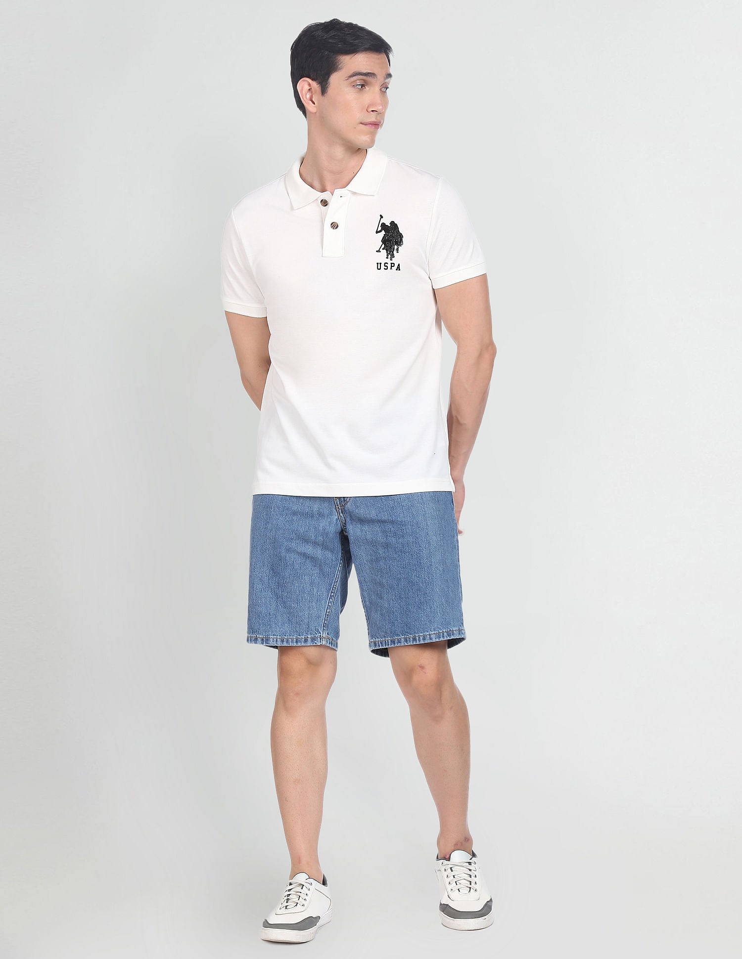 Metallic Logo Polo Shirt White - U.S. Polo Assn. India | Large