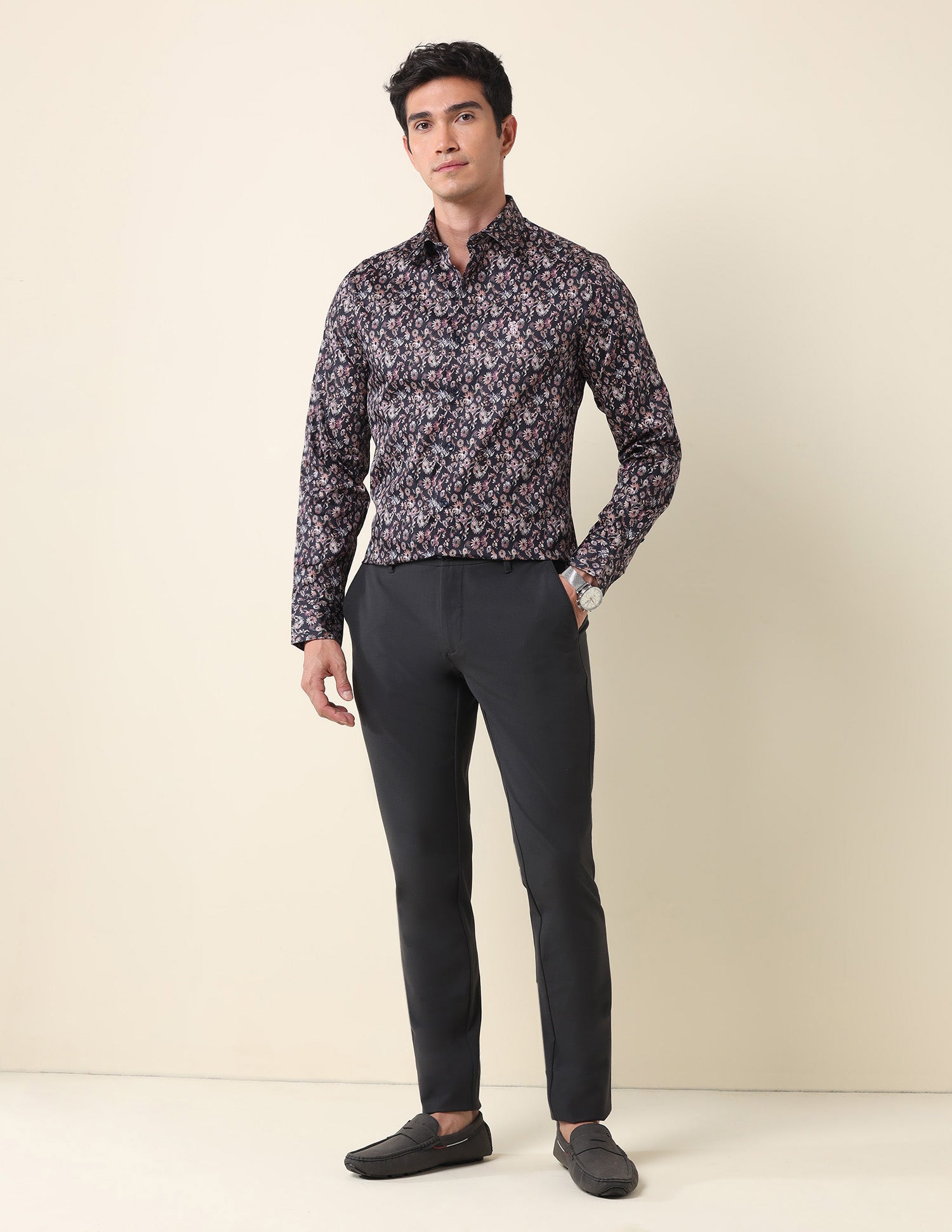 Floral Printed Tailored Fit Shirt Light Navy - U.S. Polo Assn. India | Large