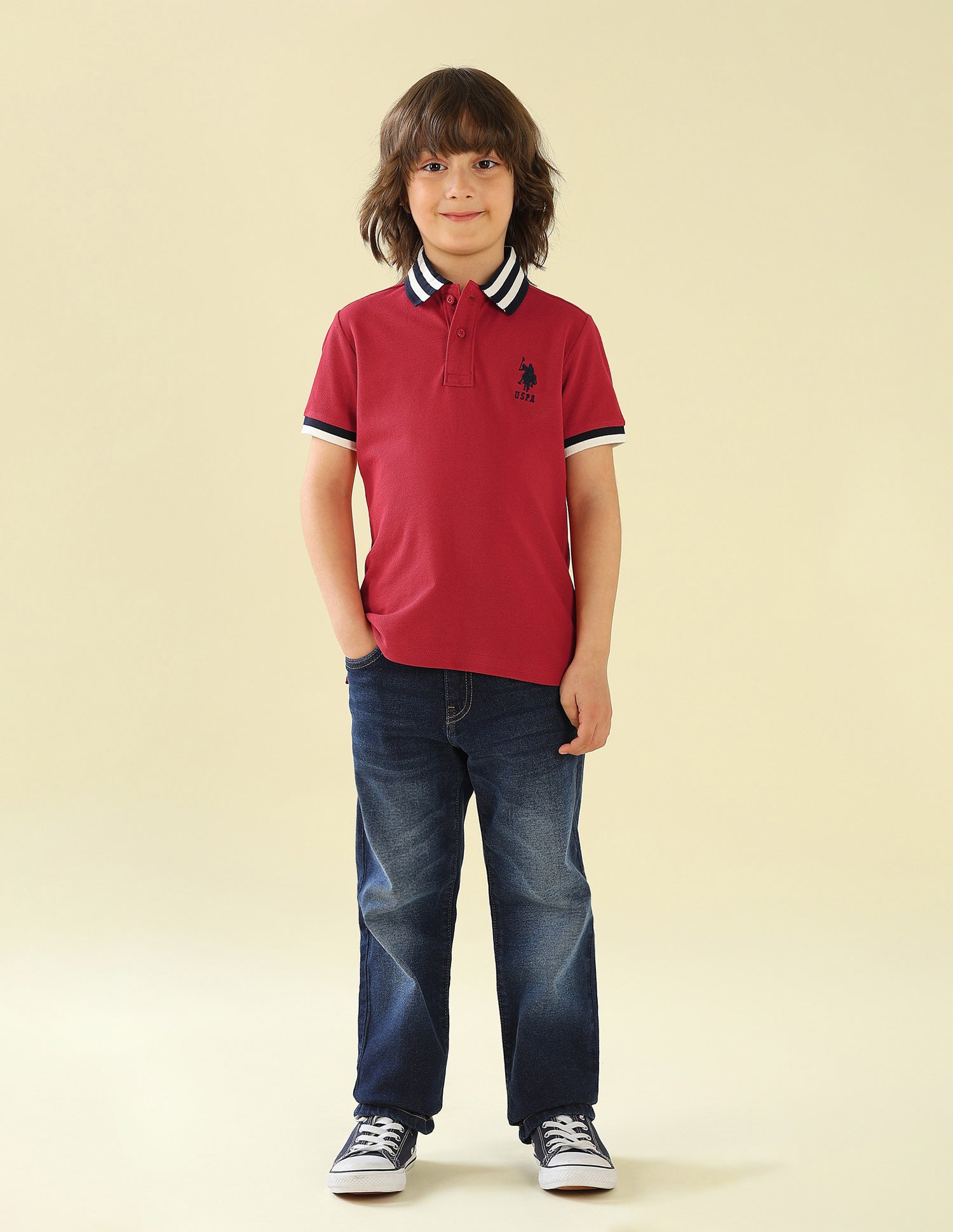 Solid Regular Fit Polo Shirt Red - U.S. Polo Assn. India | Large