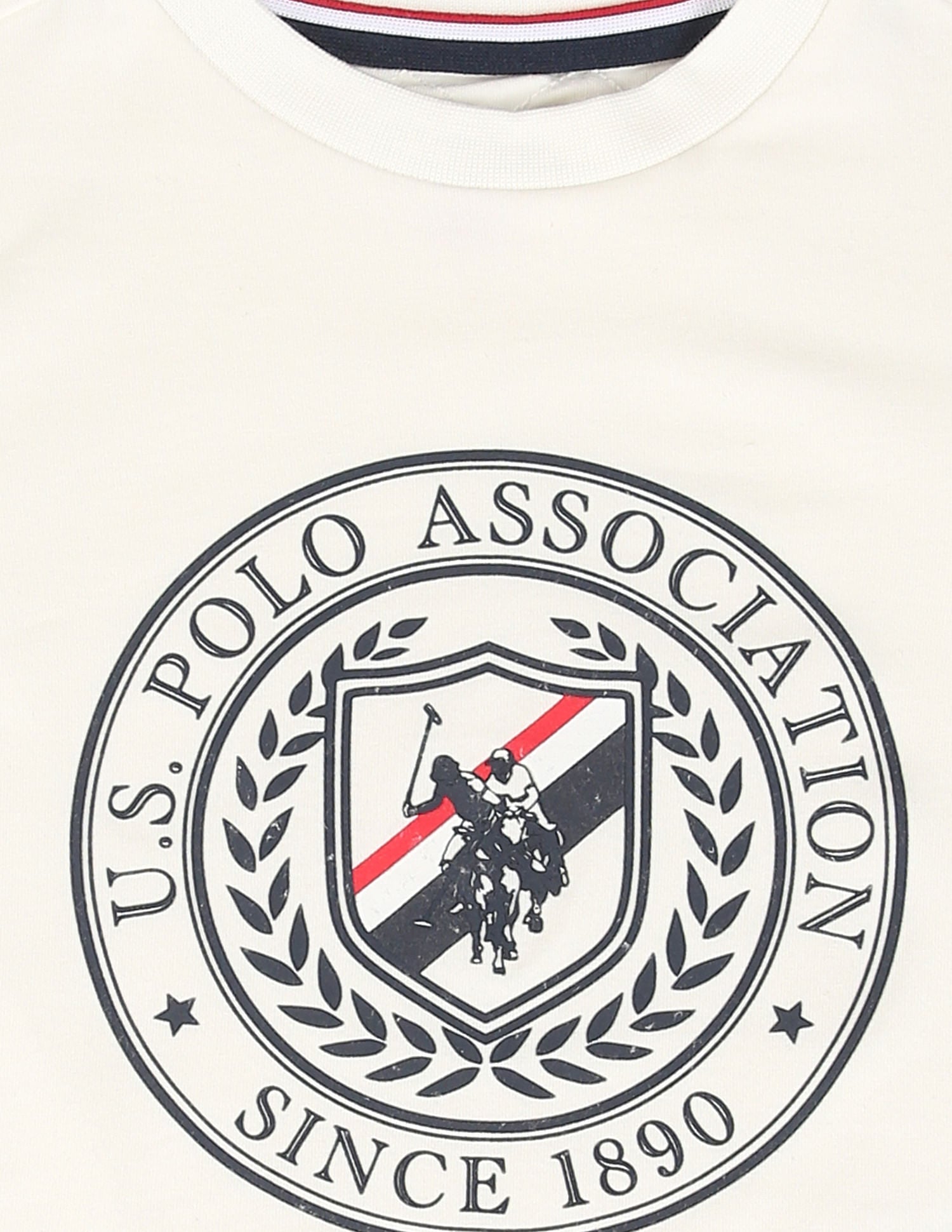 Boys Brand Print Cotton T-Shirt Ecru - U.S. POLO ASSN. | Large