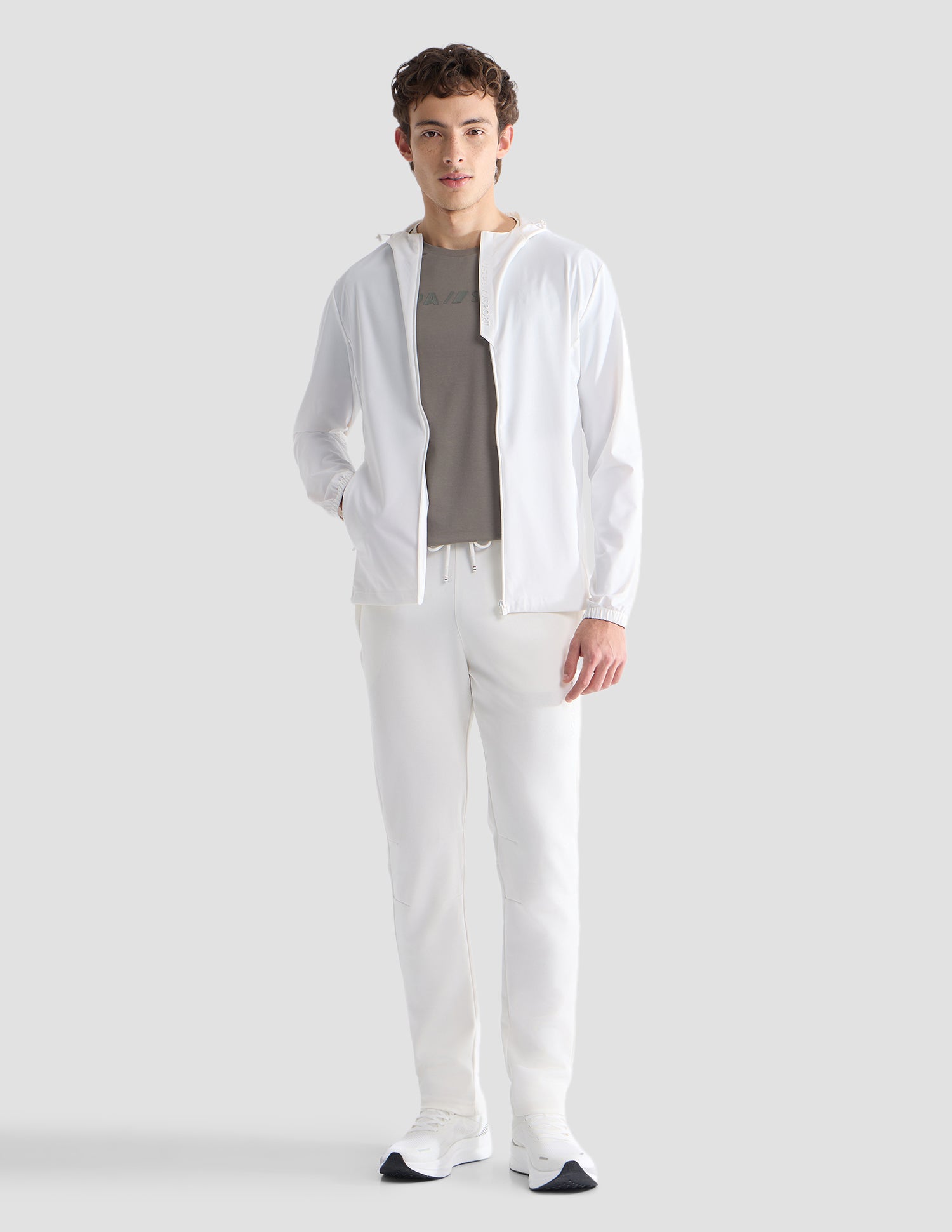 Slim Fit Active Zipper Jacket Off White - U.S. Polo Assn. India | Large