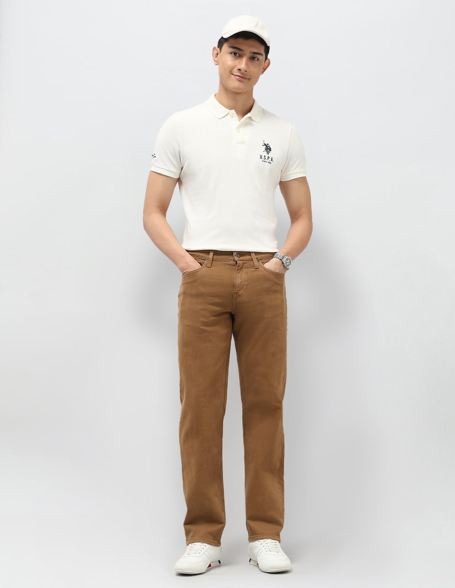 Shawn Relaxed Fit Brown Jeans Tan - U.S. POLO ASSN. | Large