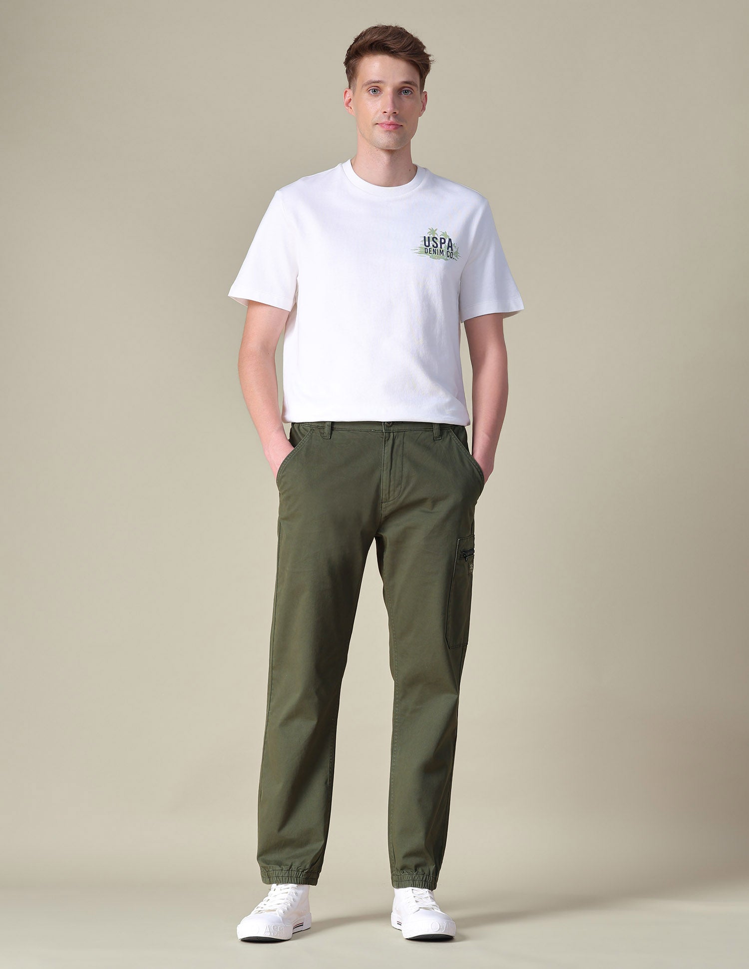 Solid Regular Fit Cargos Olive - U.S. POLO ASSN. | Large