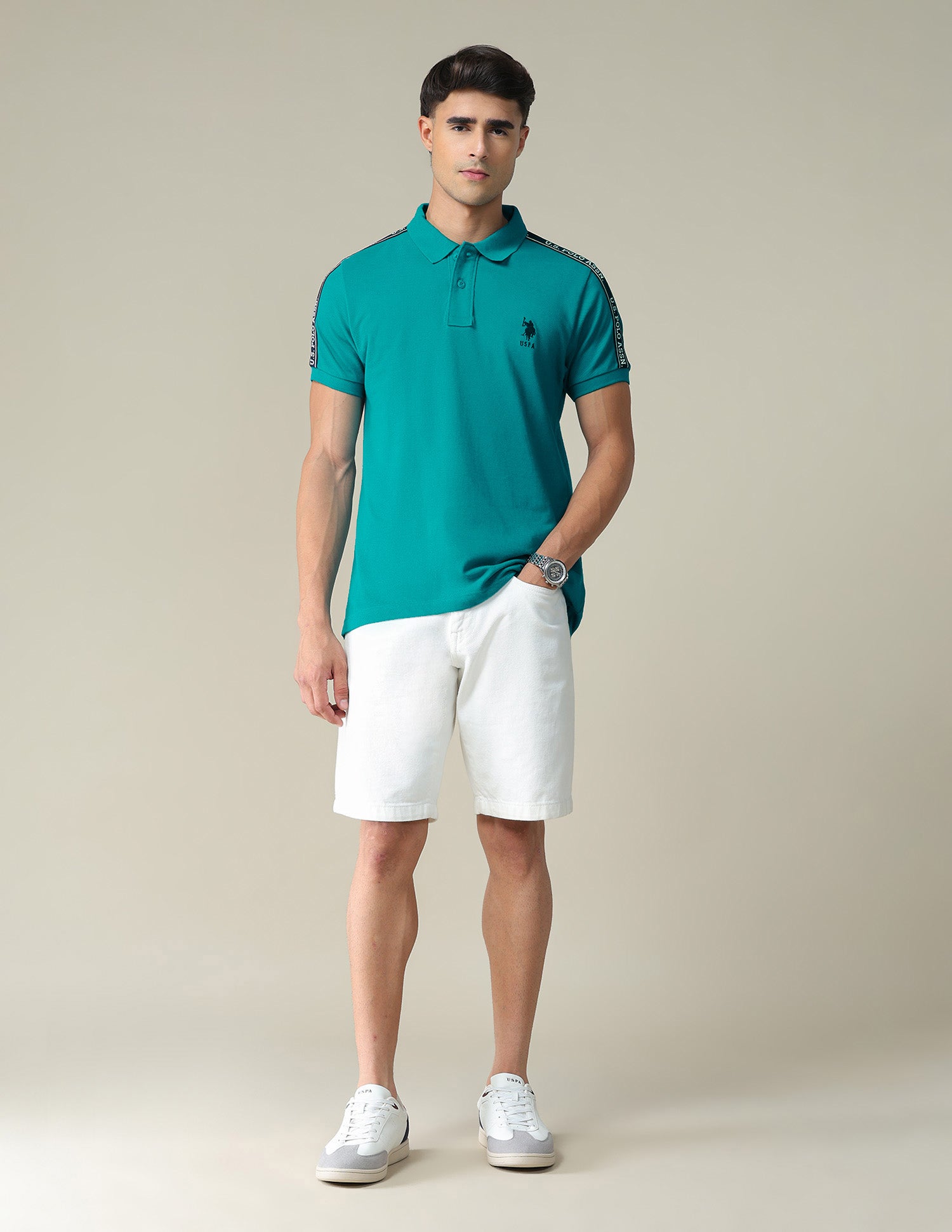 Brand Tape Slim Polo Shirt Teal - U.S. POLO ASSN. | Large